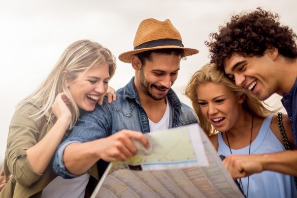 Tourists reading map