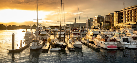 boats dock at District Wharf in Washington DC